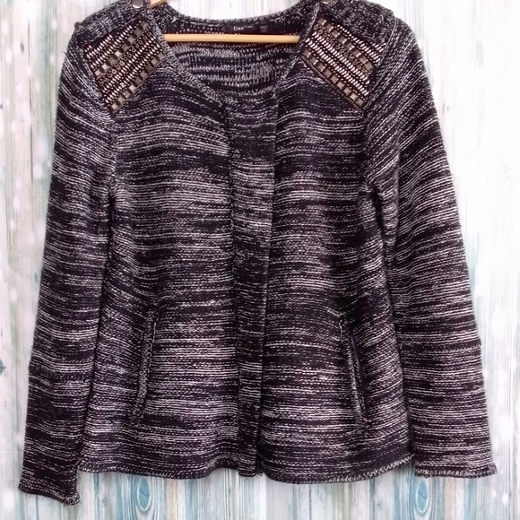 Dex zip up sacket with beaded shoulder detail black & gray Large - Picture 1 of 8